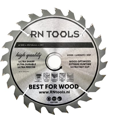 RNtools Cirkelzaagblad 160 mm - 24 tanden - voor Hout, MDF, Multiplex - Speciaal voor Festool