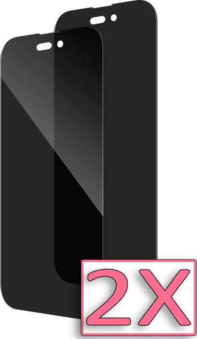 Casemania Glas Geschikt voor Apple iPhone 14 Pro Fullscreen Privacy Screenprotector Gehard Glas - Tempered Glass - Case Friendly - 2 Stuks