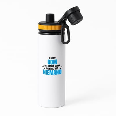 Hacebo® - Als oom het niet kan waterfles met draaidop oranje - Oom - een oom - verjaardagscadeau - cadeau voor oom - cadeau - kado - water fles - 850ML