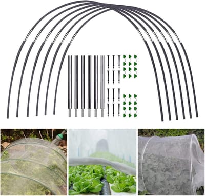 Kas Hoepels - Tuin Tunnel - Planten Beschermen - Glasvezel Materiaal - 18/30 Stuks - Zwart