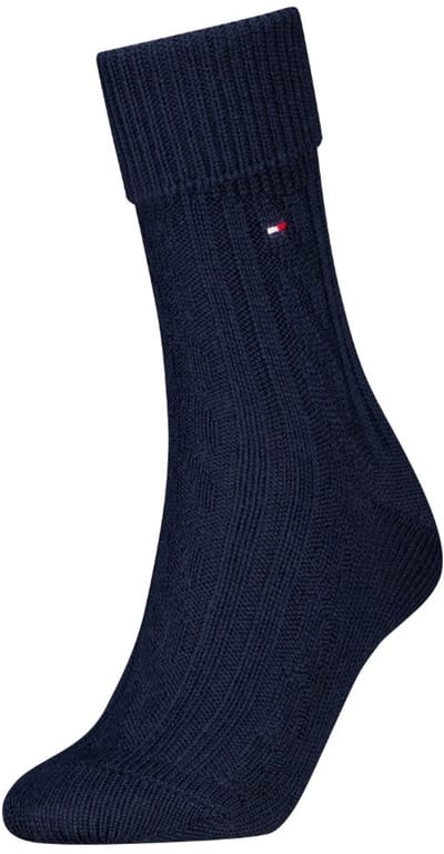 Damessokken met kabelpatroon - Navy - 35-38