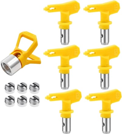 6 stuks airless sproeiers met puntafdichting voor verfspuiten, schilderen en spuittechnieken (type 617, 621, 623, 625, 627, 629)
