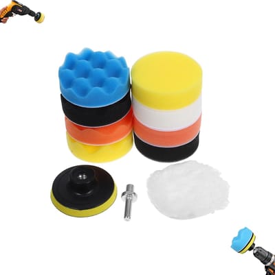 11 stuks - autolakpolijstset - Polijstpadset - Booradapter - Polijstwollen hoes - Boorpolijstpad - Boorpolijstspons - Speciaal ontworpen voor het waxen van auto's, lakherstel en professionele autodetailing