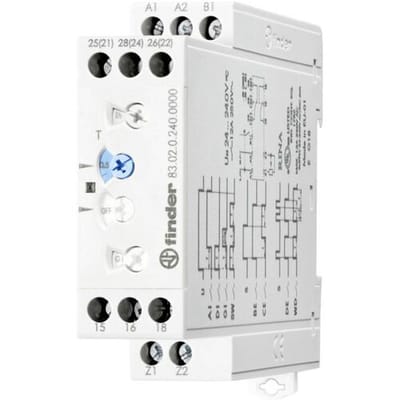 Finder 83.02.0.240.0003 Multifunktions-Zeitrelais mit 8 Zeitfunktionen Tijdrelais Multifunctioneel 24 V DC/AC, 240 V DC/AC 1 stuk(s) Tijdsduur: 0.05 s