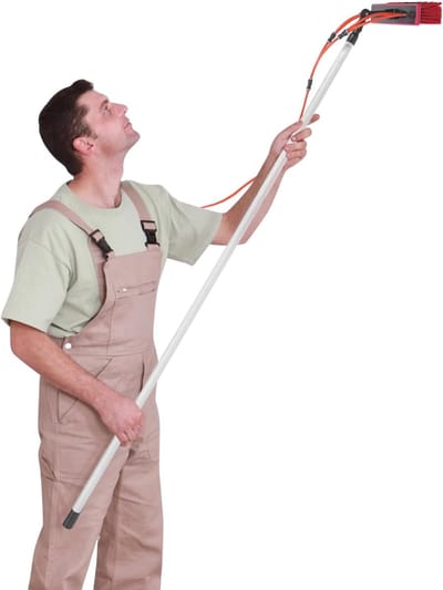 Telescoopstang - Raamreiniger - Hoge ramen wassen - Draaibare borstelkop - 8 meter - Grijs