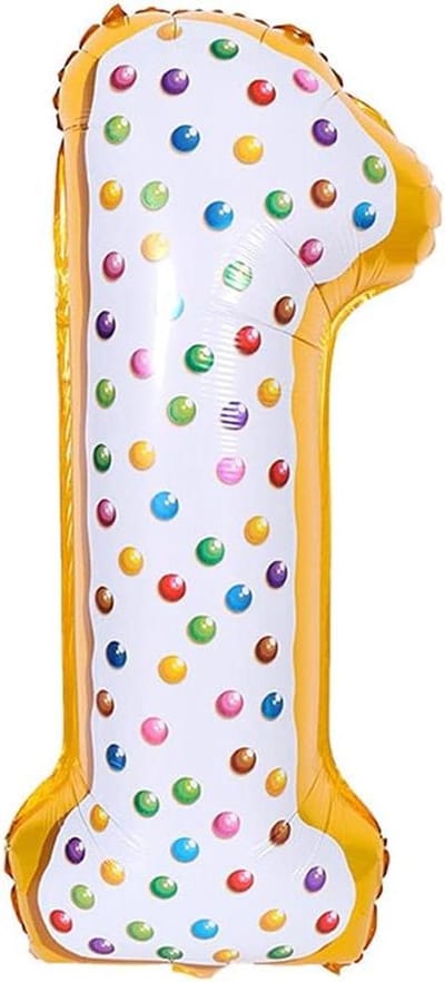 EGoods - Ballonnen set voor verjaardag | Folie ballon 32 inch donuts thema | Decoratie met helium | Mylar ballonnen voor feest | Digitale ballonnen met donuts nummer 1