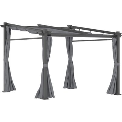 Pergola - MUVOE - 2,97 x 2,95 m - Uitschuifbaar zonnescherm - Zonnedak - Waterafstotend polyester grijs