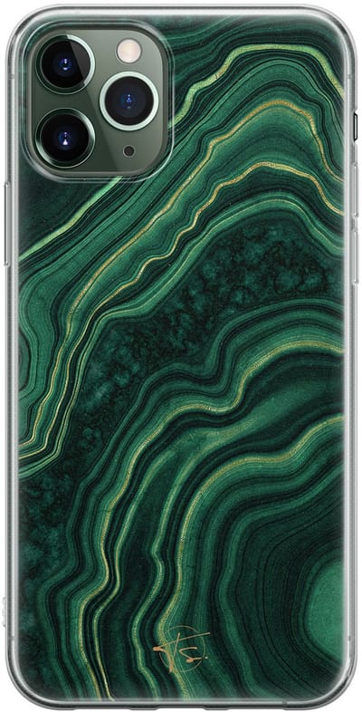 Hoesje geschikt voor iPhone 11 Pro Max - Agate groen - Soft Case - TPU - Print - Groen - Mooie Telefoonhoesjes