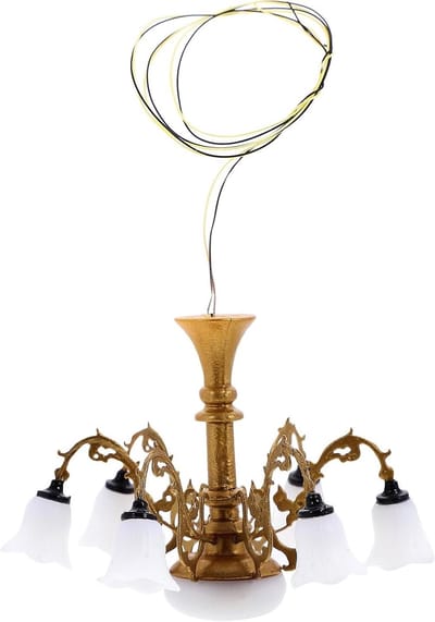 Miniatuur Plafondlamp - Poppenhuis Decoratie - Miniatuur Scène - Robuust Metaal ABS - 6.5cm Breed - Goud