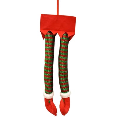 Kerstman Elfenbenen Pluche Gevulde Voeten met Schoenen Kerstboom Decoratieve Ornament Kerstdecoratie rood