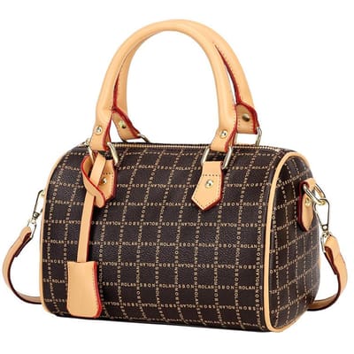 Retro Contrast Bedrukte Handtas Nieuwe Boston Dames Tas Mobiele Telefoontas Eén Schouder Crossbody Kussentas beige