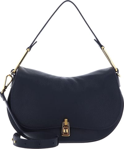 COCCINELLE Leren Schoudertas Coccinelle Magie Soft Handbag Grained Leather Midnight Blue Donkerblauw