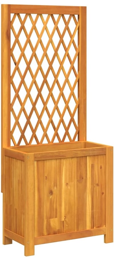 Plantenbak met klimrek - Bloembak - Weerbestendig - Met trellis - Buiten - Hout - Plantenrek - Natuurlijk
