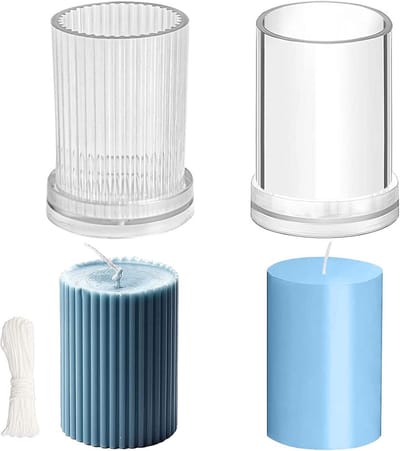 2x Kaarsvormen Set - Kunststof Mal voor het Zelf Maken van Pilaren en Aromakaarsen