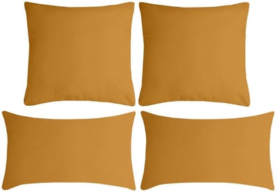 Stof Textile sierkussen Nelson - set 4x - okergeel - 2 formaten - bank kussens - polyester
