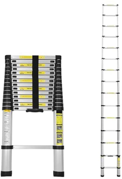 Telescopische aluminium ladder met antislip voeten, multifunctionele uittrekbare ladder tot 150 kg