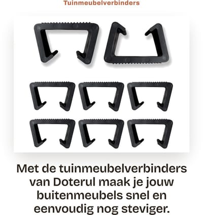 Dailygoods- Tuinmeubelverbinders 8 stuks - Kunststof - Robuust en stabiel - Klemmen voor outdoor-meubels - Eenvoudige bediening - Formaat 4,3 cm - Meubelclips