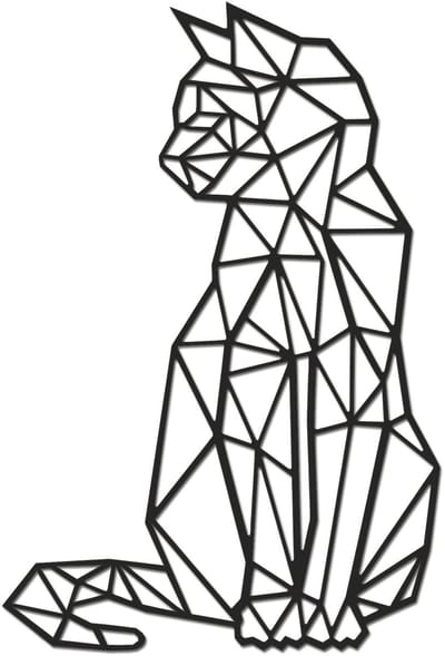 Hout-Kado - Kat/Poes (Zijkant) - Small - Zwart - Geometrische dieren en vormen - Hout - Lasergesneden- Wanddecoratie