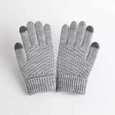 CHPN - Warme handschoenen - Handschoenen - Gebreide handschoen - Gloves - Met Touchscreen - Grijs - One Size - Dameshandschoen - Winteraccessoire - Warme handen