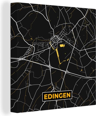 Canvas Schilderij Edingen - Kaart - Plattegrond - Stadskaart - Goud - 20x20 cm - Wanddecoratie