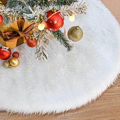 78cm Christmas Tree Skirt - Snow White Thick Plush Tree Base Cover - Floor Mat voor Kerst en Nieuwjaar Decoraties