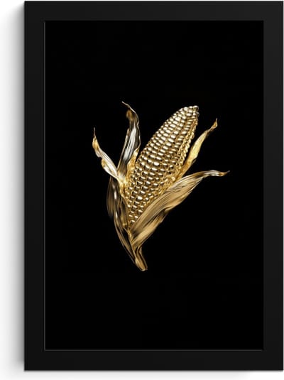 Fotolijst inclusief poster - Posterlijst 20x30 cm - Posters - Mais - Eten - Goud - Zwart - Foto in lijst - Keuken decoratie muur - Wanddecoratie accessoires - Muurdecoratie - Schilderijen