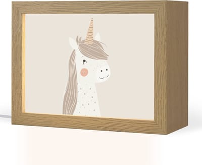 Nachtlampje 20x15 cm - Kinder lampje - Eenhoorn - Pastel kleuren - Unicorn - Tafellamp kinderkamer - Slaapkamer lamp - Bedlamp kinderen - Kinderlampje stopcontact - Wandlamp babykamer - Nachtlampjes