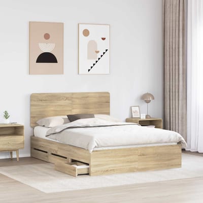 vidaXL - Bedframe - met - lade - Sonoma - Eik - 150 - x - 200 - cm - Ingenieurshout