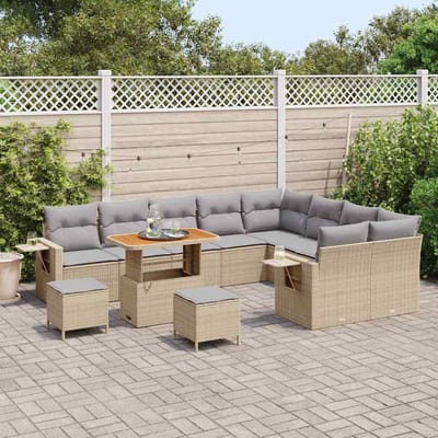 vidaXL - Tuinbank - Set - 12 - st - 11-Aantal - zitplaatsen - Beige - en - Lichtgrijs