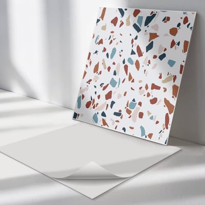 Wallfluent Vinyl Tegels - Abstract Mozaïekpatroon Vinyl Tegels Zelfklevend - 30 cm x 30 cm - Wit PVC Tegels - 9 stuks - Vierkant PVC Tegels - Texturen Plaktegels - Zelfklevende Vinyltegels - Plaktegels Keuken en Badkamer