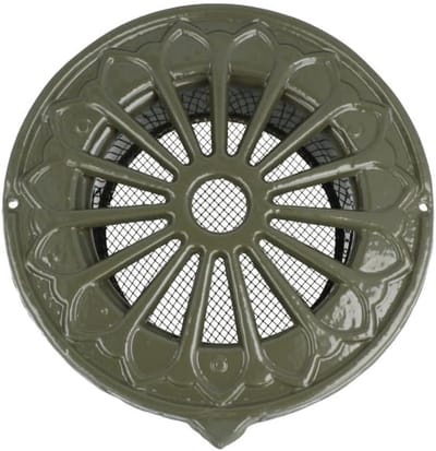 Ventilatierooster Antieklook Groen 125mm – Luchtventilatie Rooster met Insectenhor en Afdruiprand