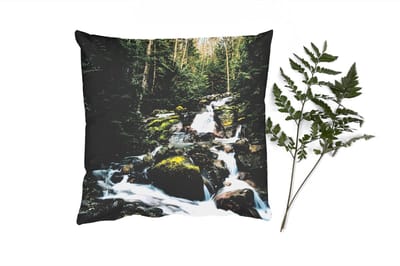 Sierkussens - Kussentjes Woonkamer - 40x40 cm - Natuur - Waterval - Bomen - Herfst