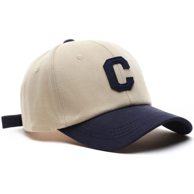 Casquette de Baseball C Couture Noir Blanc Broderie Lettre Chapeau Snapback Mode Coréenne Visère Solaire Extérieure Femme Fille Hip Hop Gorras 56-60cm beige