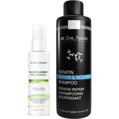 Keratine Shampoo 300 ml + Smooth & Shine Droge Haarolie 60 ml