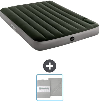 Intex Luchtbed - Twijfelaar - 137 x 191 x 25 cm - Groen - Inclusief en Hoeslaken