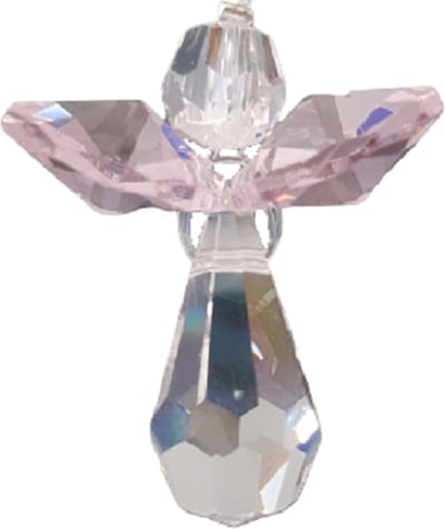 Beschermengel Raamhanger Roze , gemaakt met o.a. swarovski kristal, raamdecoratie, raamkristal, fengshui, crystal, kersthanger, kerst ornament, kerst, cadeau, geluksengel, beschermengel, engel, engeltje, autohanger, kerstpakket