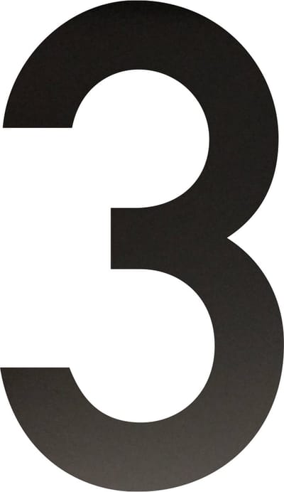 Huisnummer 20 cm - Nummer 3 - Mat Zwart RVS