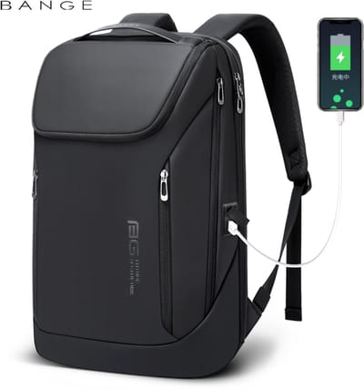 CarryQuest® - BANGE Laptop Rugzak 15.6 inch - Zakelijke Business Backpack met USB Oplaadpoort - Waterafstotende Rugtas met Laptopvak, Anti-Diefstal Vak, Trolleyband & Organizer - Zwart