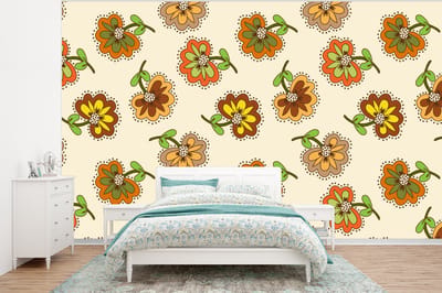 Behang - Fotobehang Design - Bloemen - Retro - Vintage - Breedte 320 cm x hoogte 240 cm