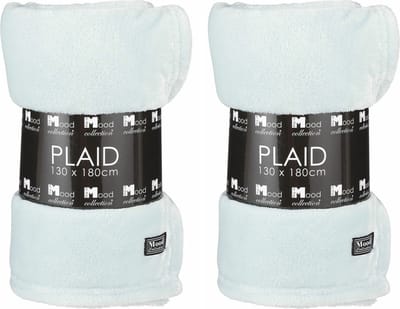 In The Mood Fleece deken - 2x - mintgroen - 130 x 180 cm - polyester - fleeceplaid - Bank deken - plaid