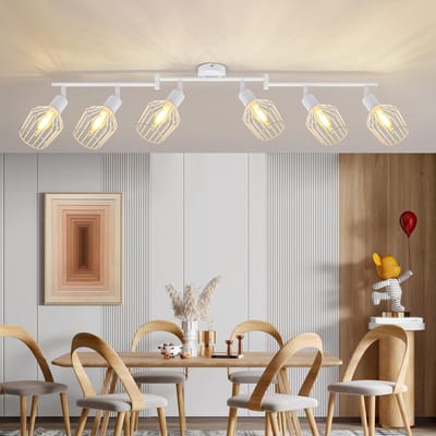 Glitzerlife - Plafondspot Plafondlamp - draaibaar retro industrieel - opbouwspots - 6xE14 fitting - verstelbare spotlamp metaal - Ø122cm - wit