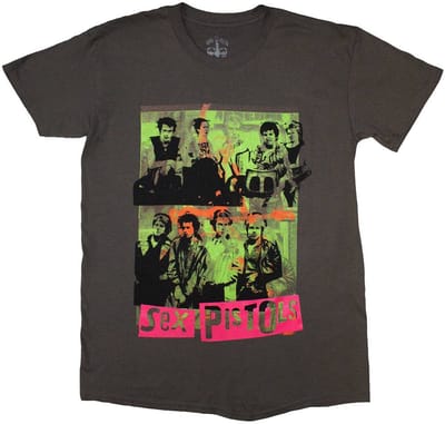 Sex Pistols - Band Green Montage Heren T-shirt - S - Grijs