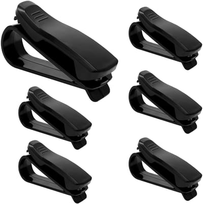 Dailygoods - 6 stuks zonnebrilhouders voor auto, autobrilhouder zonneklep clip zwart, auto zonnebrilhouder clip auto dashboard brillenhouder voor brillen, kaarten en notities