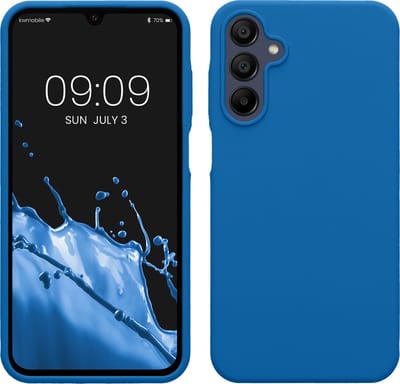 kwmobile telefoonhoesje geschikt voor Samsung Galaxy A15 5G - Hoesje met siliconen coating - Smartphone case in rifblauw