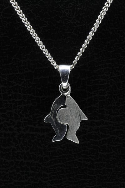 Zilveren Vis ketting hanger - matglans