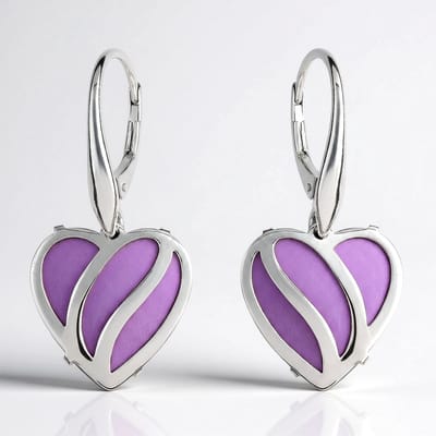 Cavill - Titanium Oorbellen - 925 Sterling Zilver - Lavendel Hartvorm Filigraan - Lichtgewicht & Hypoallergeen - Elegante Dames Oorbellen