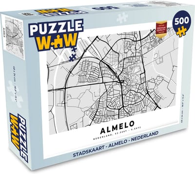 Puzzel Stadskaart - Almelo - Nederland - Legpuzzel - Puzzel 500 stukjes - Plattegrond