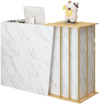 Ontvangstbalie - Toonbank Receptie - Kantoor Organisatie - Grote Opbergruimte - 100 x 40 x 90 cm - Marmer