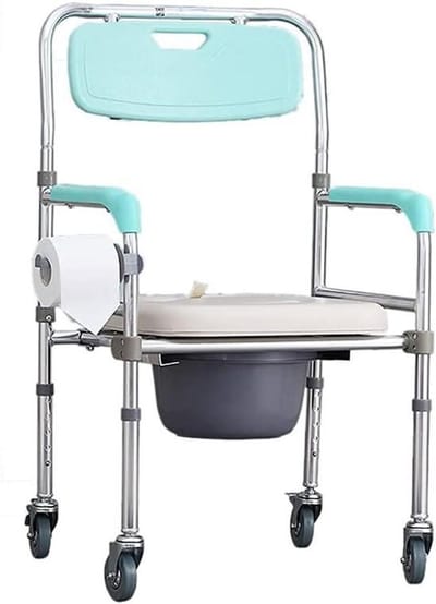Commode Toiletstoel - Douchestoel Opvouwbaar - Thuiszorg Mobiliteit - In Hoogte Verstelbaar - Tot 180kg - Grijs