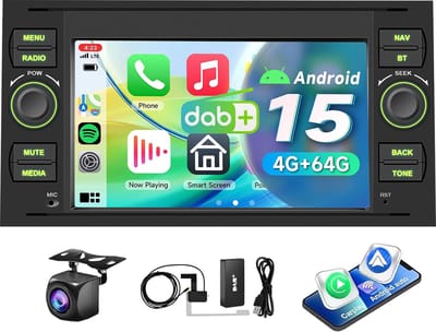 ESSGOO Autoradio voor Ford Transit MK7, Focus MK2, Fiesta MK5, C-Max, S- Max - Android 15 4+64GB- Apple Carplay & Android Auto - 7'' Touchscreen - DAB & Achteruitrijcamera